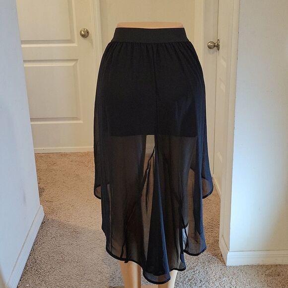 NO BOUNDARIES DOUBLE LAYER IRREGULAR HIGH LOW ELASTIC WAISTBAND CHIFFON SKIRT - Picture 8 of 16